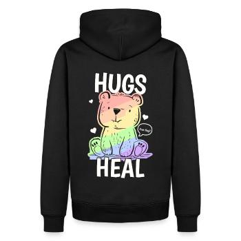 Câlins Guérir Ours Mignon Esthétique Pastel Kawaii LGBTQ - Sweat à capuche Premium bio Homme - noir - Dos - Nico (187cm)