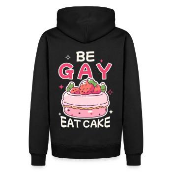 Be Gay Eat Cake Kawaii Food Funny LGBTQ Pride - Men’s Premium Organic Hoodie - black - Back - Nico (187cm)