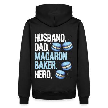 Macaron Baker Chef pâtissier Amateur de macarons - Sweat à capuche Premium bio Homme - noir - Dos - Nico (187cm)