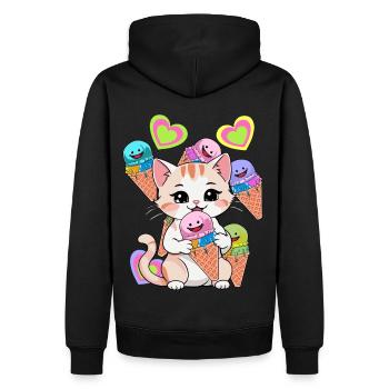 Katze Katzen Eis Kinder Kind Baby Kleinkinder - Männer Premium Bio Hoodie - Schwarz - Hinten - Nico (187cm)