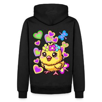 Pâques Printemps poussin Retro des années 80 des années 90 Enfants Poulet - Sweat à capuche Premium bio Homme - noir - Dos - Nico (187cm)