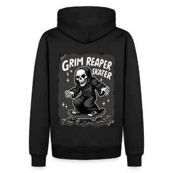 Skateboarding Sensenmann – Grim Reaper Style - Männer Premium Bio Hoodie - Schwarz - Hinten - Nico (187cm)