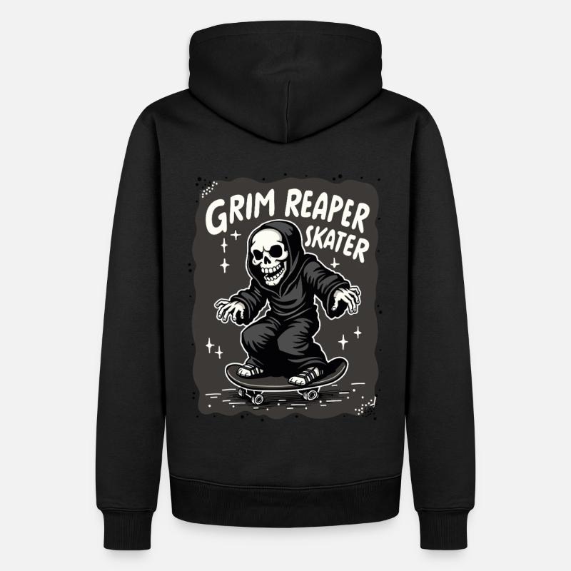 Skateboarding Sensenmann – Grim Reaper Style - Männer Premium Bio Hoodie - Schwarz