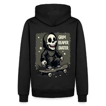 Skateboarding Sensenmann – Grim Reaper Style - Männer Premium Bio Hoodie - Schwarz - Hinten - Nico (187cm)