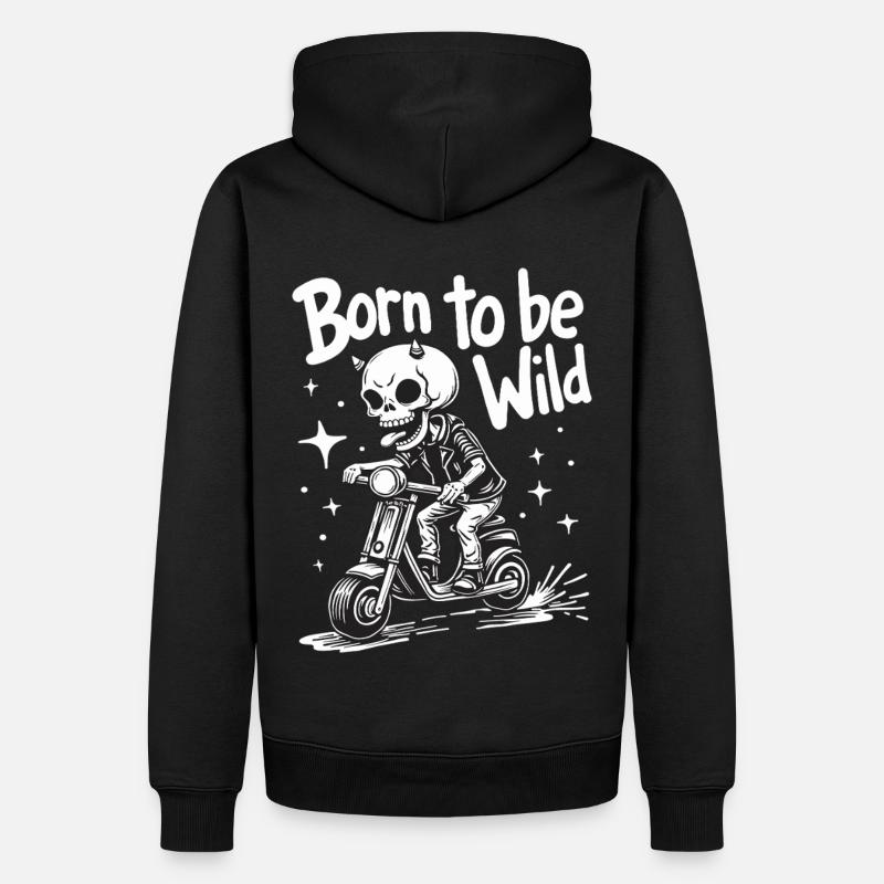 Totenkopf Teufel auf Roller - Männer Premium Bio Hoodie - Schwarz