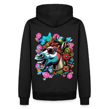 Cheval Chevaux Poney Cavalier Cavalier Enfants - Sweat à capuche Premium bio Homme - noir - Dos - Nico (187cm)