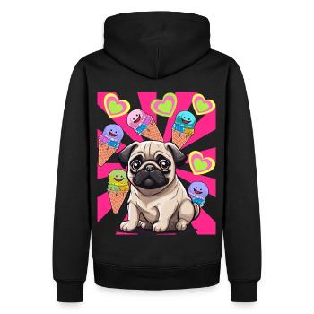 Hund Hunde Mops Kinder Kind Eis Eiskrem - Männer Premium Bio Hoodie - Schwarz - Hinten - Nico (187cm)