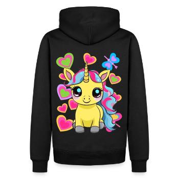 Einhorn Einhörner Kinder Kind Retro Pferd 80er - Männer Premium Bio Hoodie - Schwarz - Hinten - Nico (187cm)