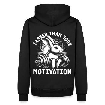 Faster Than Your Motivation Easter Bunny Weightlif - Männer Premium Bio Hoodie - Schwarz - Hinten - Nico (187cm)