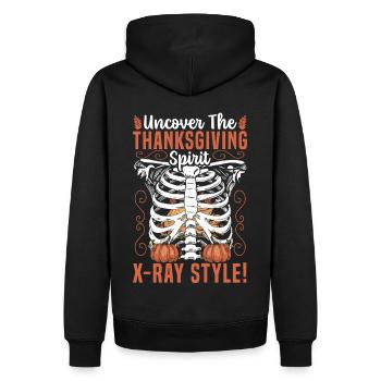 Dinde Thanksgiving Squelette Thanksgiving Xray - Sweat à capuche Premium bio Homme - noir - Dos - Nico (187cm)