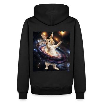 Mignon Lapin de Pâques Galaxie Nébuleuse de l’espace Drôle Mème - Sweat à capuche Premium bio Homme - noir - Dos - Nico (187cm)