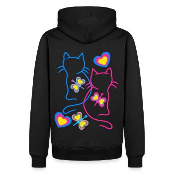 Chat Chats Rétro Vintage Années 80 Années 90 - Sweat à capuche Premium bio Homme - noir - Dos - Nico (187cm)
