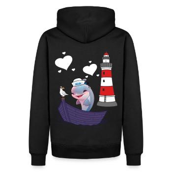 Delphin Fisch Fische maritim Kinder Kind Boot - Männer Premium Bio Hoodie - Schwarz - Hinten - Nico (187cm)