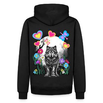 Loups Rétro Loups Conte de Fées Conte de Fées Personnage Vintage - Sweat à capuche Premium bio Homme - noir - Dos - Nico (187cm)