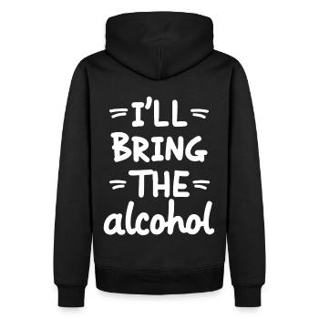 Je vais apporter la fête de l’alcool en disant citation - Sweat à capuche Premium bio Homme - noir - Dos - Nico (187cm)