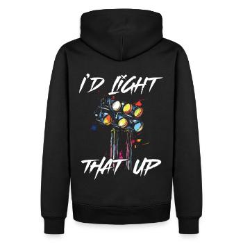 Lichttechniker Beleuchtungstechniker Lichttechnik - Männer Premium Bio Hoodie - Schwarz - Hinten - Nico (187cm)