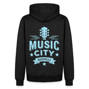 Music City Nashville Guitare Tennessee - Sweat à capuche Premium bio Homme - noir - Dos - Nico (187cm)