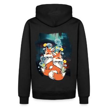 Animaux de la forêt, renards, renards, forêt, animaux sauvages - Sweat à capuche Premium bio Homme - noir - Dos - Nico (187cm)