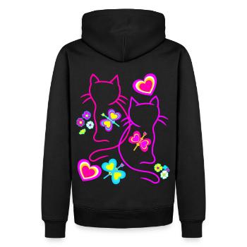 Chats, Chaton, Chat, Enfants, Filles, Bébé - Sweat à capuche Premium bio Homme - noir - Dos - Nico (187cm)