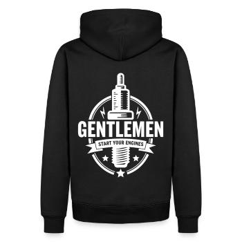 Messieurs, démarrez vos moteurs Sport automobile - Sweat à capuche Premium bio Homme - noir - Dos - Nico (187cm)