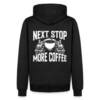 Zugfahrer Lokführer Zugliebhaber Bahnhof - Männer Premium Bio Hoodie - Schwarz - Hinten - Nico (187cm)