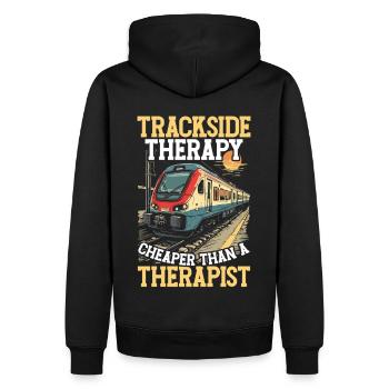 Zugfahrer Lokführer Zugliebhaber Bahnhof - Männer Premium Bio Hoodie - Schwarz - Hinten - Nico (187cm)