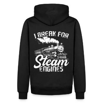 Zugfahrer Lokführer Zugliebhaber Bahnhof - Männer Premium Bio Hoodie - Schwarz - Hinten - Nico (187cm)