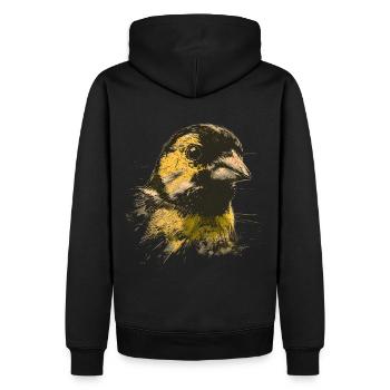 Vintage Stieglitz Grunge-Stil Natur - Männer Premium Bio Hoodie - Schwarz - Hinten - Nico (187cm)
