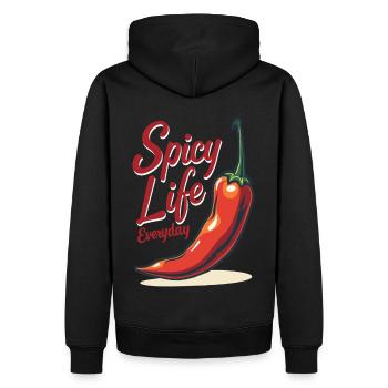Spicy Life – Chili Vibes pour tous les jours - Sweat à capuche Premium bio Homme - noir - Dos - Nico (187cm)