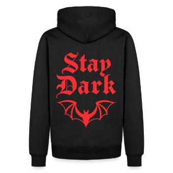 Chauve-souris gothique – Restez sombre - Sweat à capuche Premium bio Homme - noir - Dos - Nico (187cm)