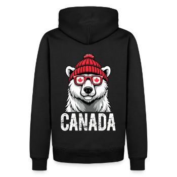 Ours du Canada avec chapeau et style érable - Sweat à capuche Premium bio Homme - noir - Dos - Nico (187cm)