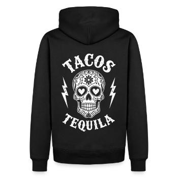 Tacos Tequila & Skull Vibes - Sweat à capuche Premium bio Homme - noir - Dos - Nico (187cm)
