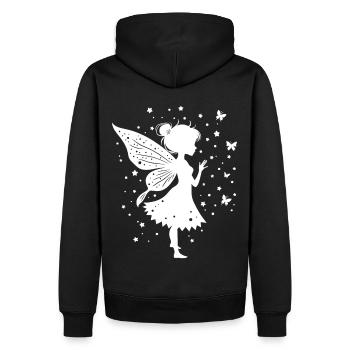Zauberhafte Fee mit Blumen und Schmetterlingen - Männer Premium Bio Hoodie - Schwarz - Hinten - Nico (187cm)
