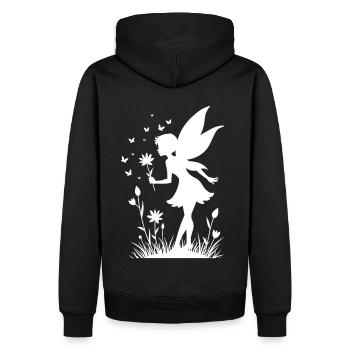 Zauberhafte Fee mit Blumen und Schmetterlingen - Männer Premium Bio Hoodie - Schwarz - Hinten - Nico (187cm)