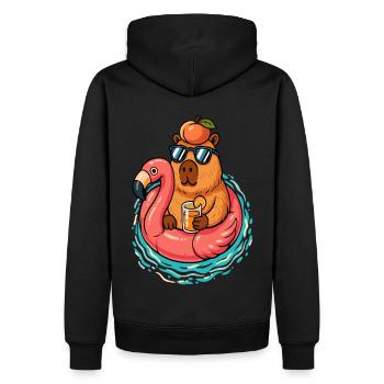 Capybarra Sommer Pfirsich - Männer Premium Bio Hoodie - Schwarz - Hinten - Nico (187cm)