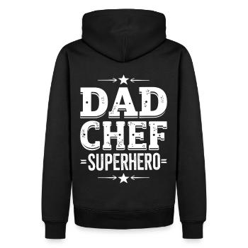 Papa chef super-héros – Papa Koch Superheld - Sweat à capuche Premium bio Homme - noir - Dos - Nico (187cm)