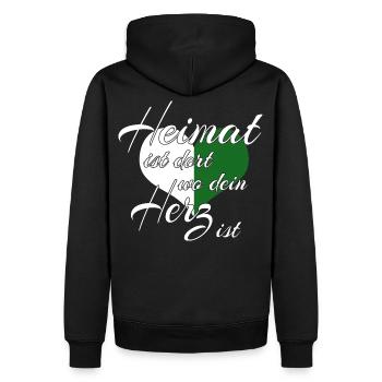 Heimat ist dort wo dein herz ist- Sachsen - Männer Premium Bio Hoodie - Schwarz - Hinten - Nico (187cm)