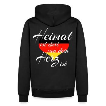 Deutschland - Heimat ist dort wo dein Herz ist - Männer Premium Bio Hoodie - Schwarz - Hinten - Nico (187cm)