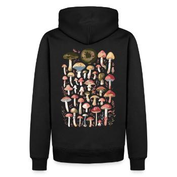 Illustration de la collection de champignons - Sweat à capuche Premium bio Homme - noir - Dos - Nico (187cm)
