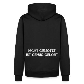 NICHT GEMOTZT IST GENUG GELOBT - Männer Premium Bio Hoodie - Schwarz - Hinten - Nico (187cm)
