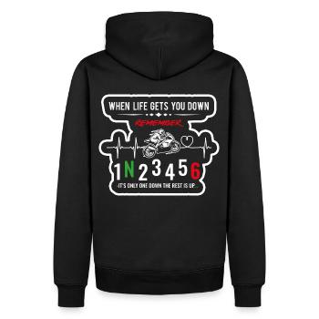 When life gets you down - Motorcycle / Motorcycle - Men’s Premium Organic Hoodie - black - Back - Nico (187cm)