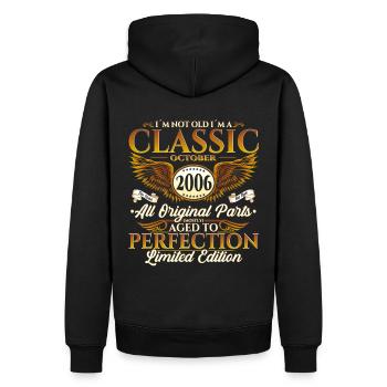 Classic October 2006 16th Birthday Gift - Men’s Premium Organic Hoodie - black - Back - Nico (187cm)
