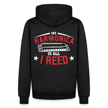 Harmoniciste Harmoniciste Orgue à bouche - Sweat à capuche Premium bio Homme - noir - Dos - Nico (187cm)