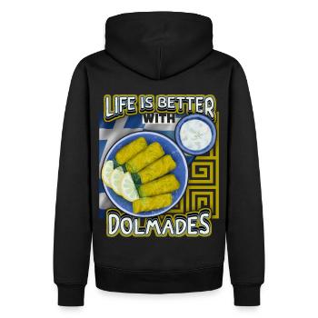 Griechenland, griechisches Essen Dolmades, Spruch - Männer Premium Bio Hoodie - Schwarz - Hinten - Nico (187cm)