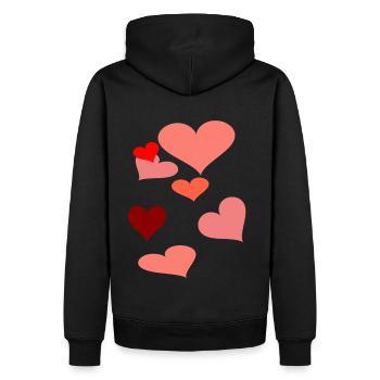 Hearts Heart Love Valentine Valentine’s Day Love - Sweat à capuche Premium bio Homme - noir - Dos - Nico (187cm)