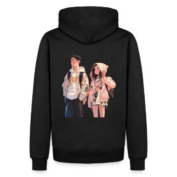 lovebirds - Männer Premium Bio Hoodie - Schwarz - Hinten - Nico (187cm)