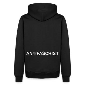 Fascisme antifasciste - Sweat à capuche Premium bio Homme - noir - Dos - Nico (187cm)