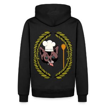 Couronne de laurier Gourmet Chef chat cuillère en bois faim - Sweat à capuche Premium bio Homme - noir - Dos - Nico (187cm)