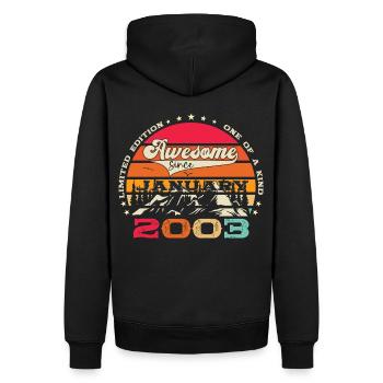 Année 2003 Janvier 20e anniversaire cadeau homme - Sweat à capuche Premium bio Homme - noir - Dos - Nico (187cm)