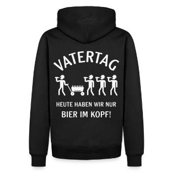 Vatertag – Bier Im Kopf (Bollerwagen / W) - Männer Premium Bio Hoodie - Schwarz - Hinten - Nico (187cm)